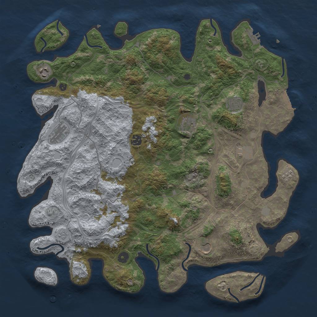 Rust Map: Procedural Map, Size: 4300, Seed: 32075351, 16 Monuments