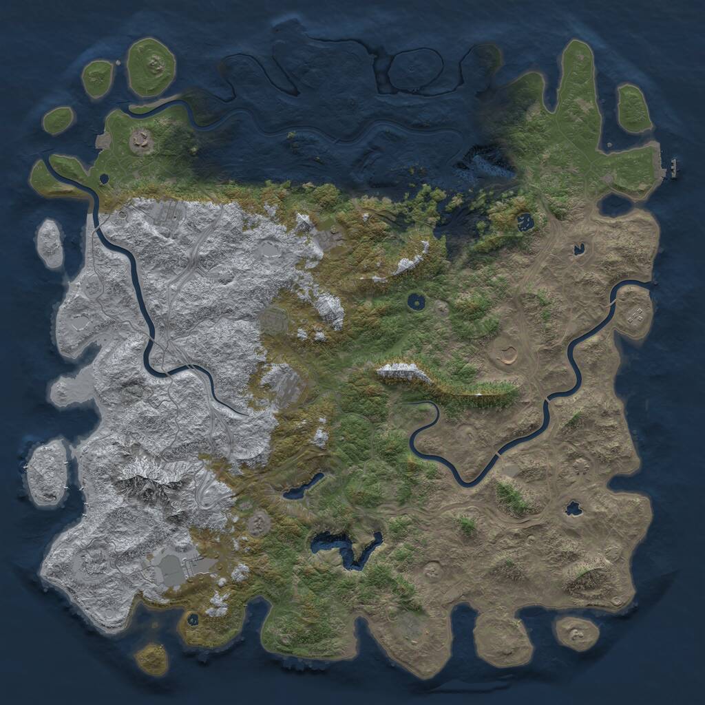 Rust Map: Procedural Map, Size: 6000, Seed: 1199189680, 17 Monuments