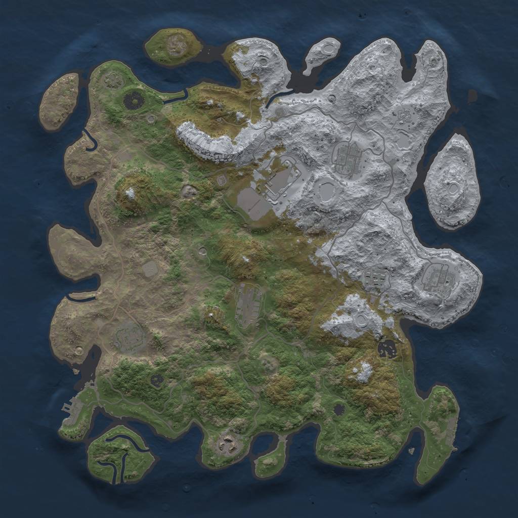 Rust Map: Procedural Map, Size: 4000, Seed: 1976210524, 16 Monuments