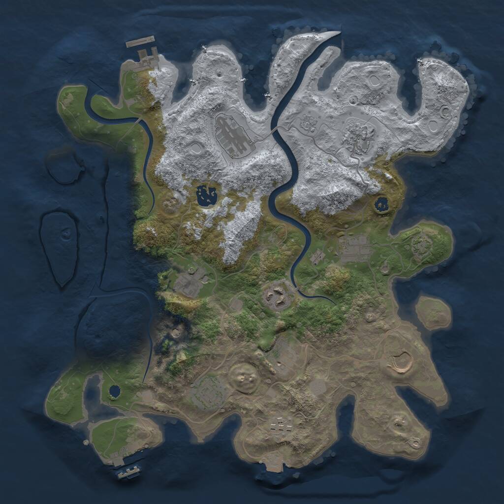 Rust Map: Procedural Map, Size: 3500, Seed: 911026066, 16 Monuments