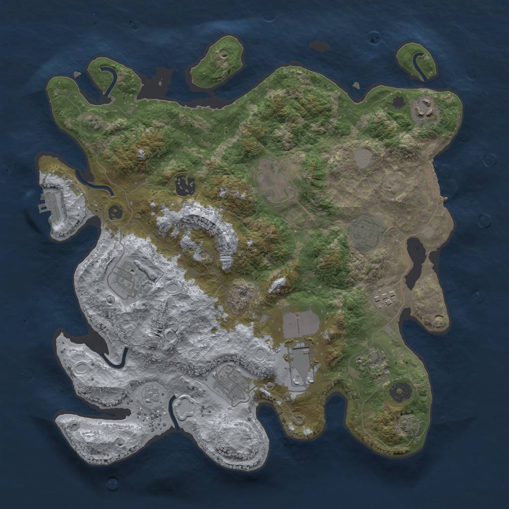 Rust Map: Procedural Map, Size: 3600, Seed: 20106, 17 Monuments