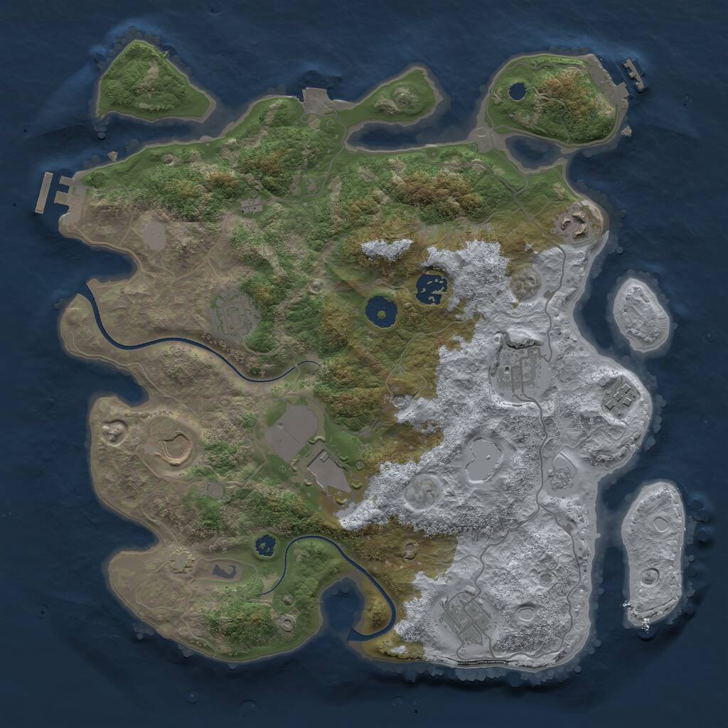 Rust Map: Procedural Map, Size: 3500, Seed: 928866393, 14 Monuments
