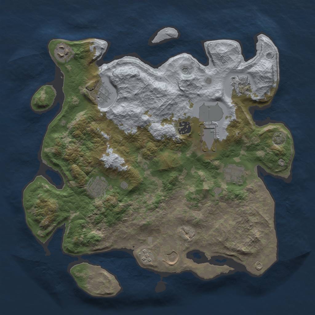 Rust Map: Barren, Size: 3500, Seed: 1653477856, 13 Monuments