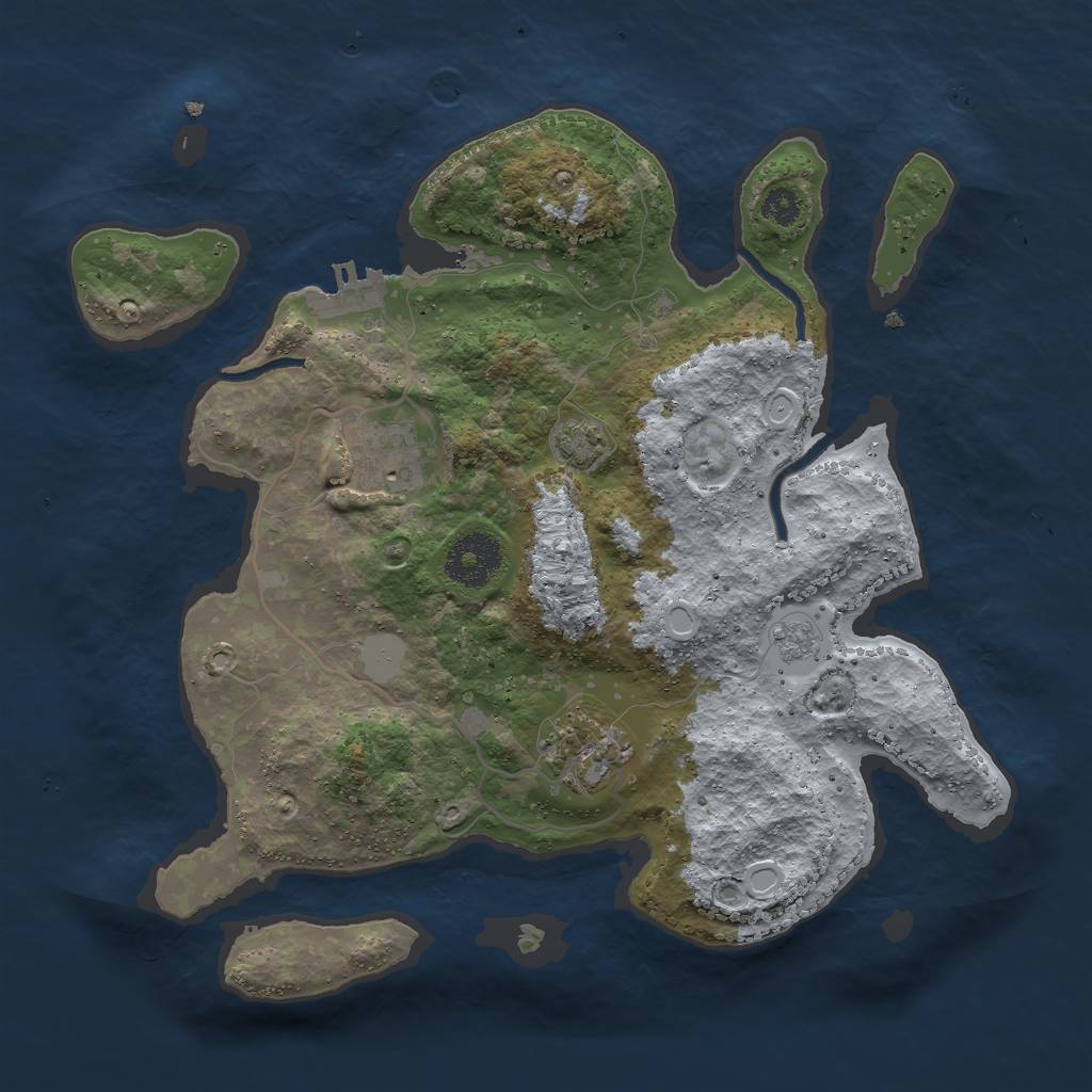Rust Map: Procedural Map, Size: 3000, Seed: 28055, 8 Monuments