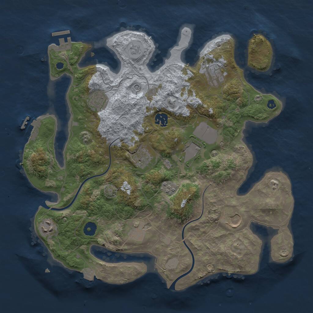 Rust Map: Procedural Map, Size: 3500, Seed: 63212325, 15 Monuments