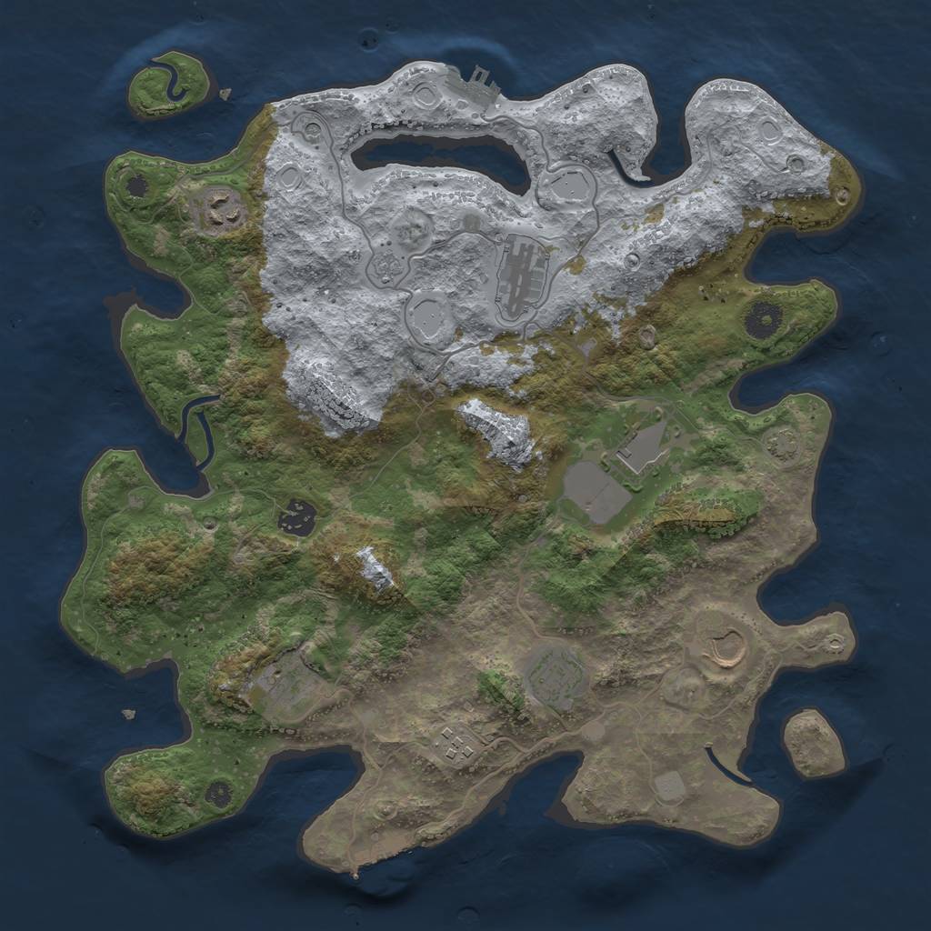 Rust Map: Procedural Map, Size: 3750, Seed: 518218636, 16 Monuments