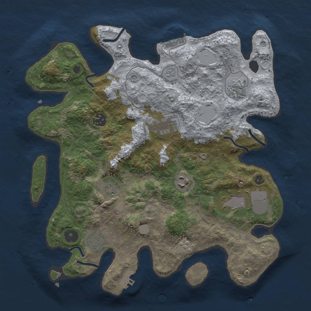 Rust Map: Procedural Map, Size: 3500, Seed: 536412572, 16 Monuments
