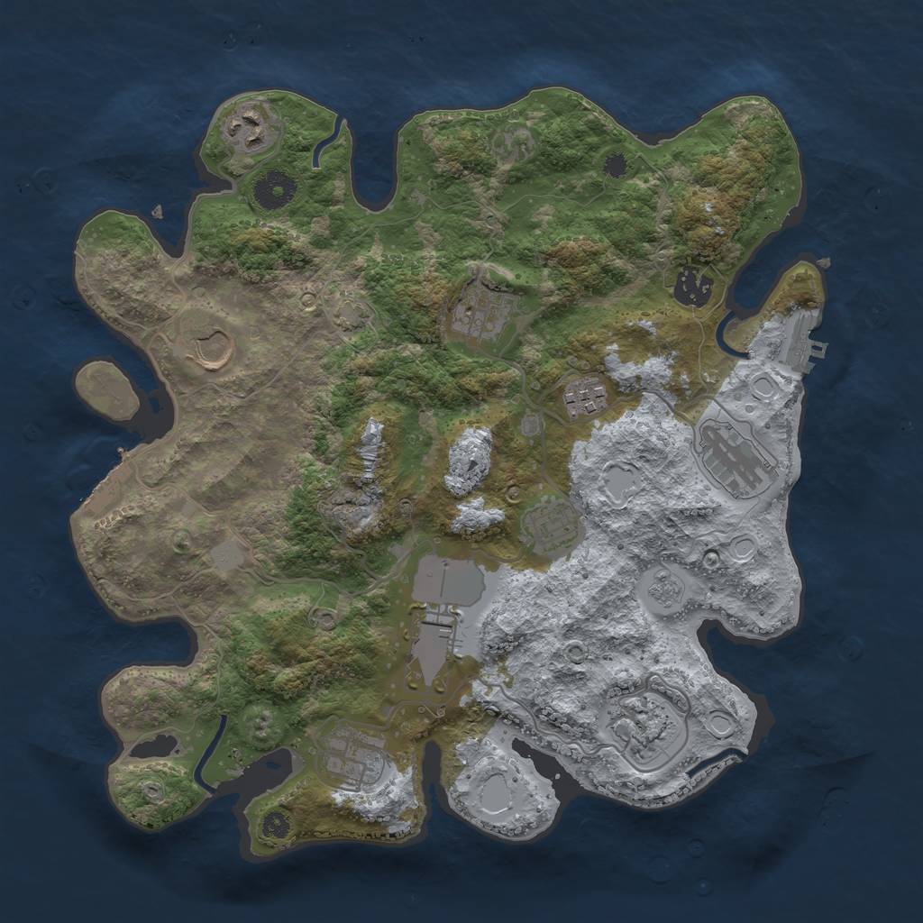 Rust Map: Procedural Map, Size: 3500, Seed: 1400115008, 17 Monuments