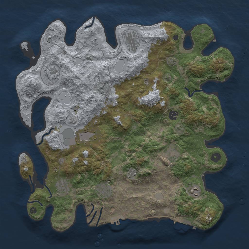 Rust Map: Procedural Map, Size: 3850, Seed: 683884, 17 Monuments