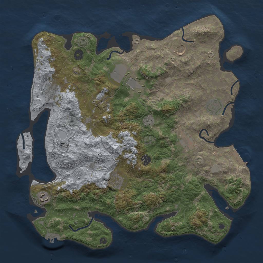 Rust Map: Procedural Map, Size: 3850, Seed: 18927116, 18 Monuments