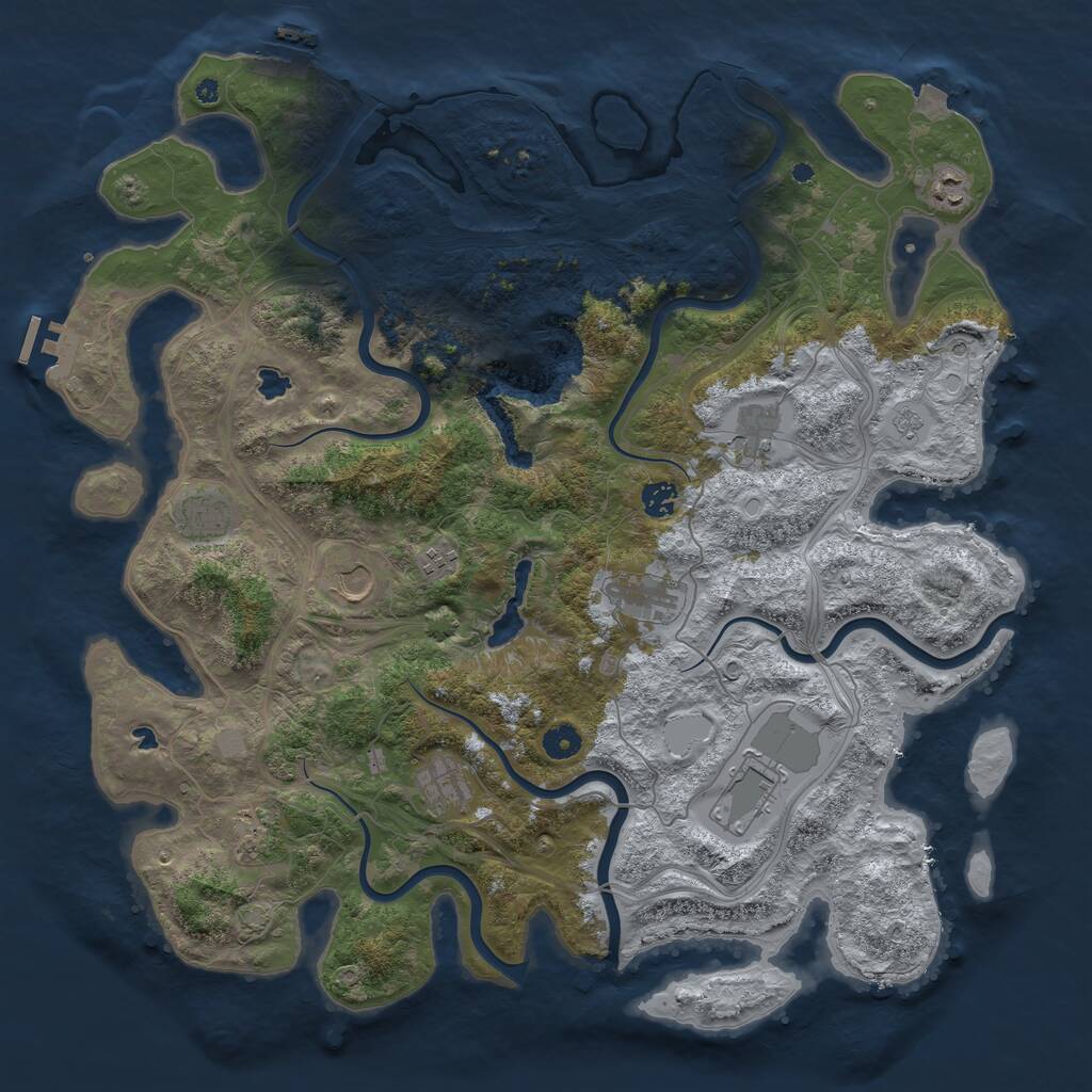 Rust Map: Procedural Map, Size: 4500, Seed: 55450881, 16 Monuments
