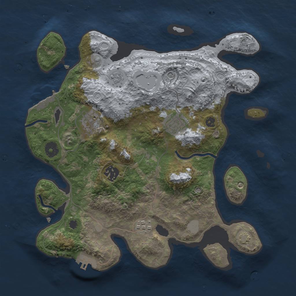 Rust Map: Procedural Map, Size: 3050, Seed: 5076, 12 Monuments