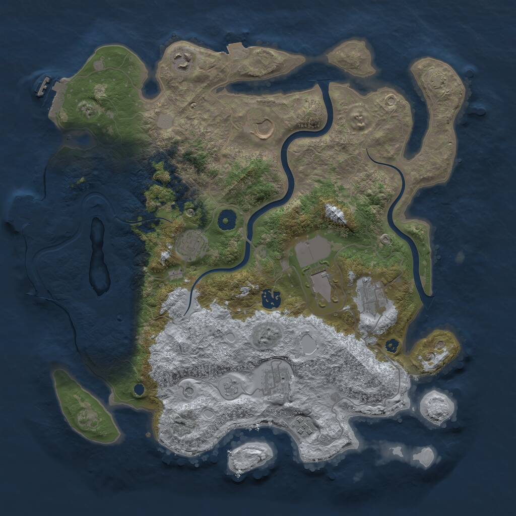Rust Map: Procedural Map, Size: 3850, Seed: 56158349, 14 Monuments
