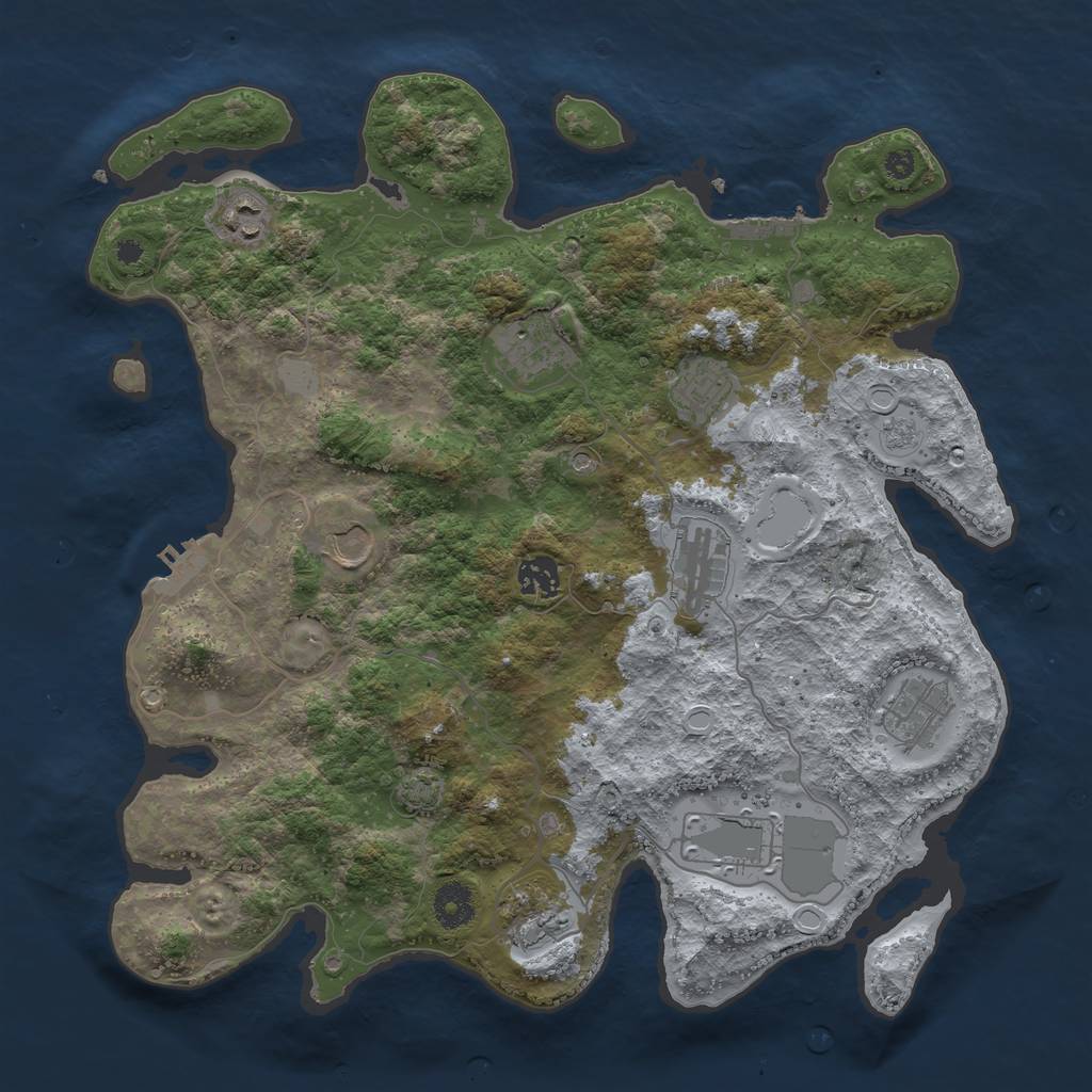 Rust Map: Procedural Map, Size: 3750, Seed: 99395703, 17 Monuments