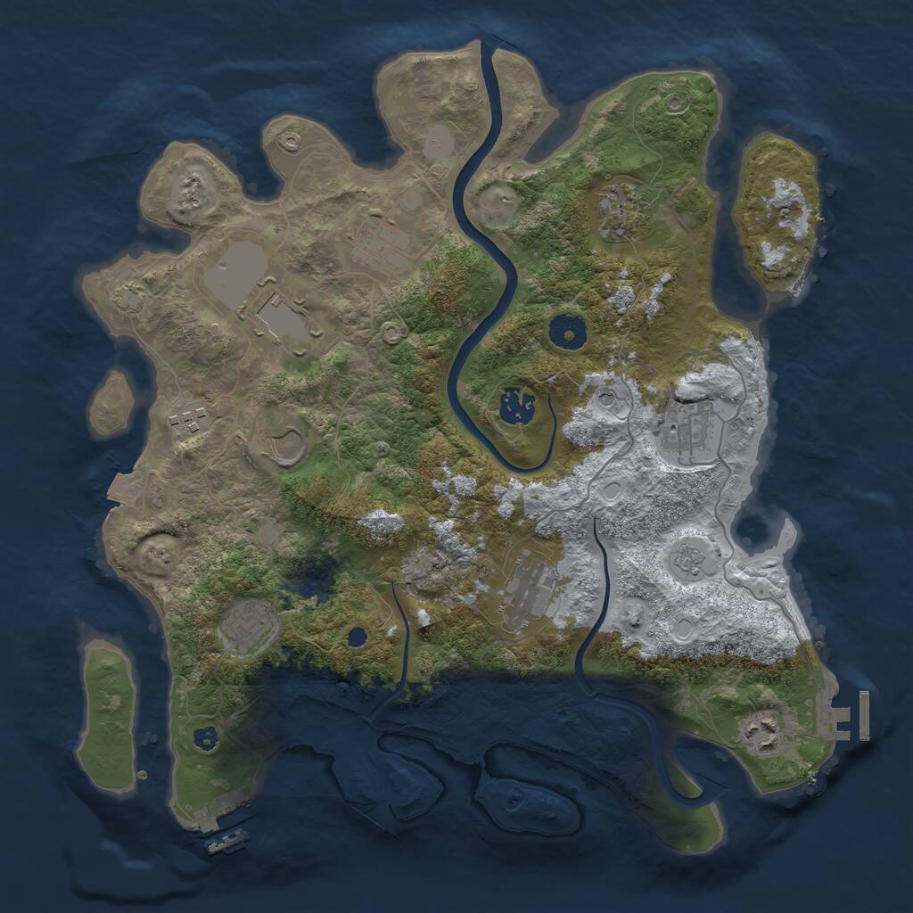 Rust Map: Procedural Map, Size: 3700, Seed: 627926794, 16 Monuments