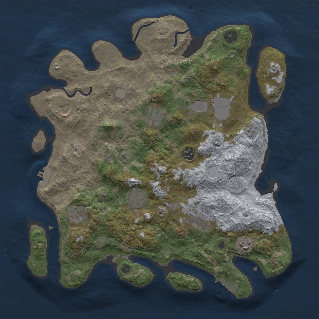 Rust Map: Procedural Map, Size: 3700, Seed: 627926794, 17 Monuments