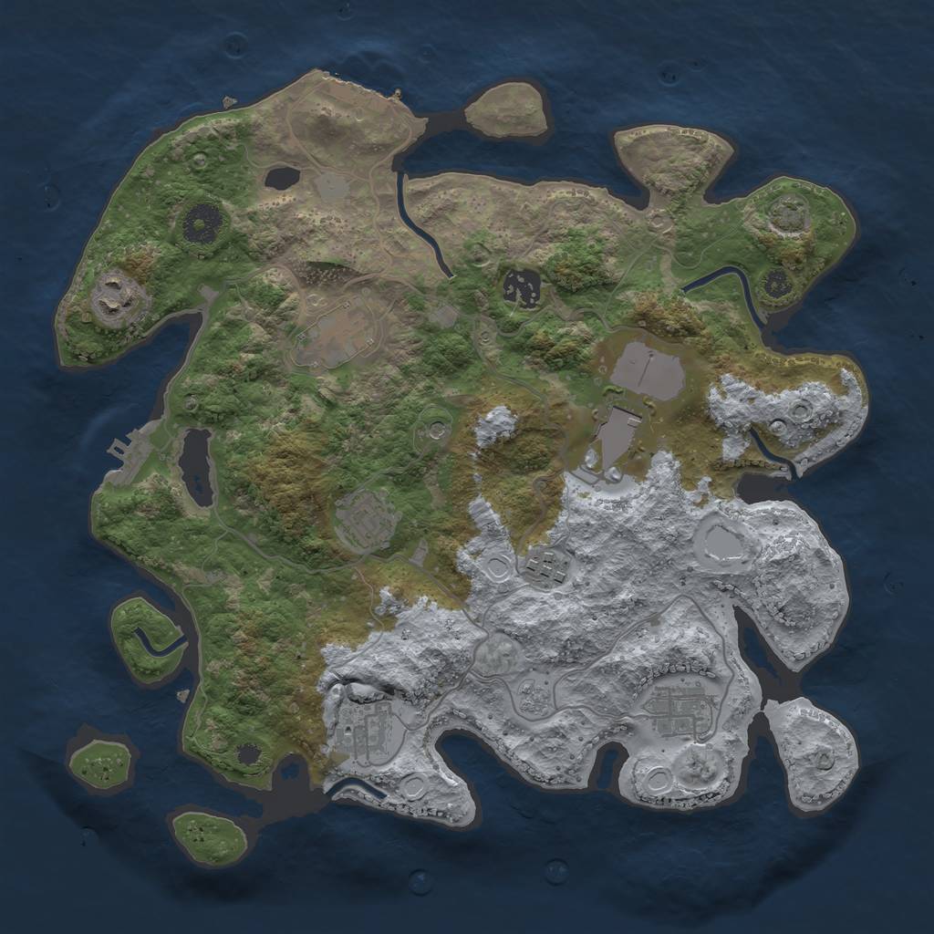 Rust Map: Procedural Map, Size: 3500, Seed: 4453256, 16 Monuments