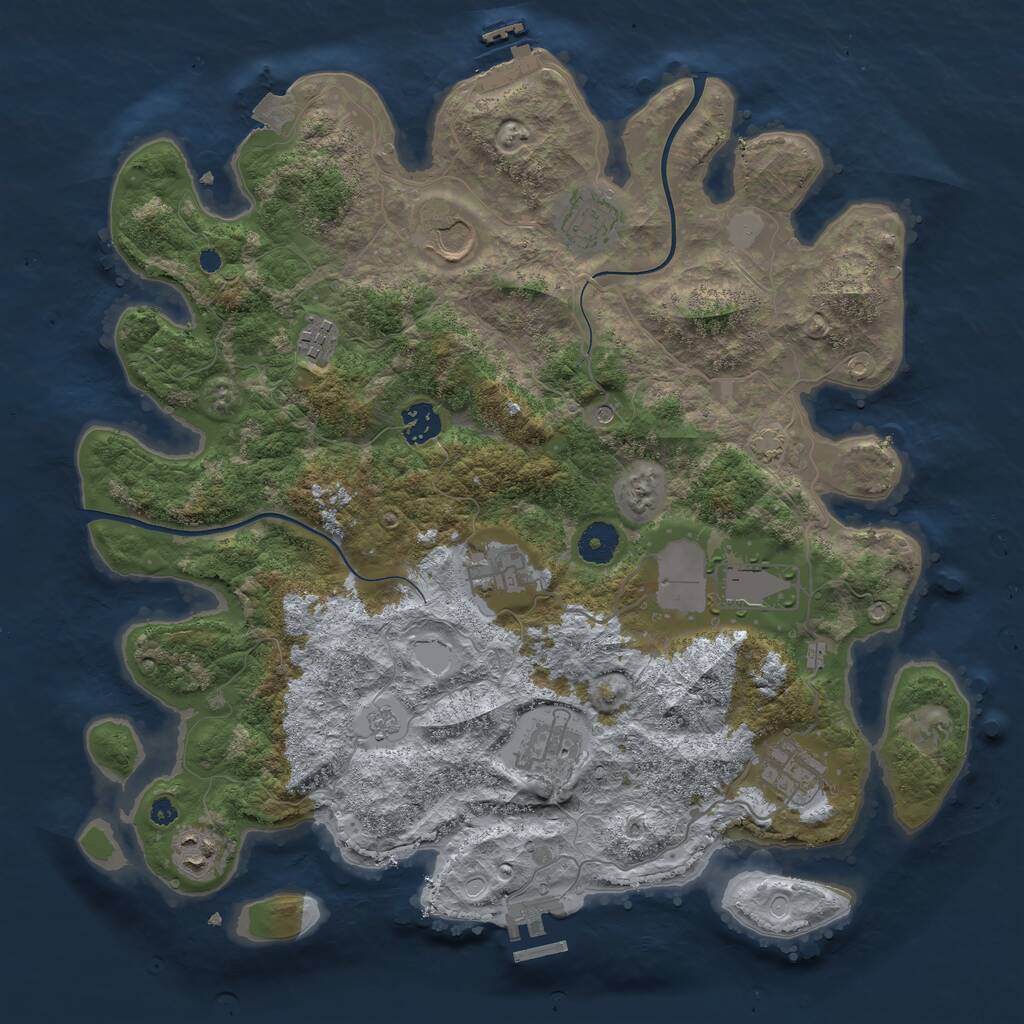 Rust Map: Procedural Map, Size: 3800, Seed: 1133884235, 15 Monuments