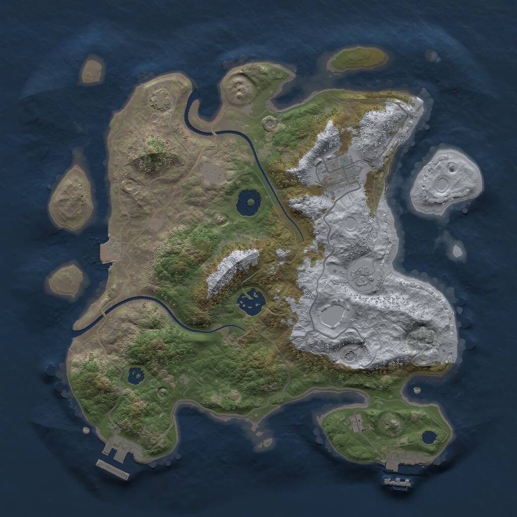 Rust Map: Procedural Map, Size: 3000, Seed: 58628, 8 Monuments