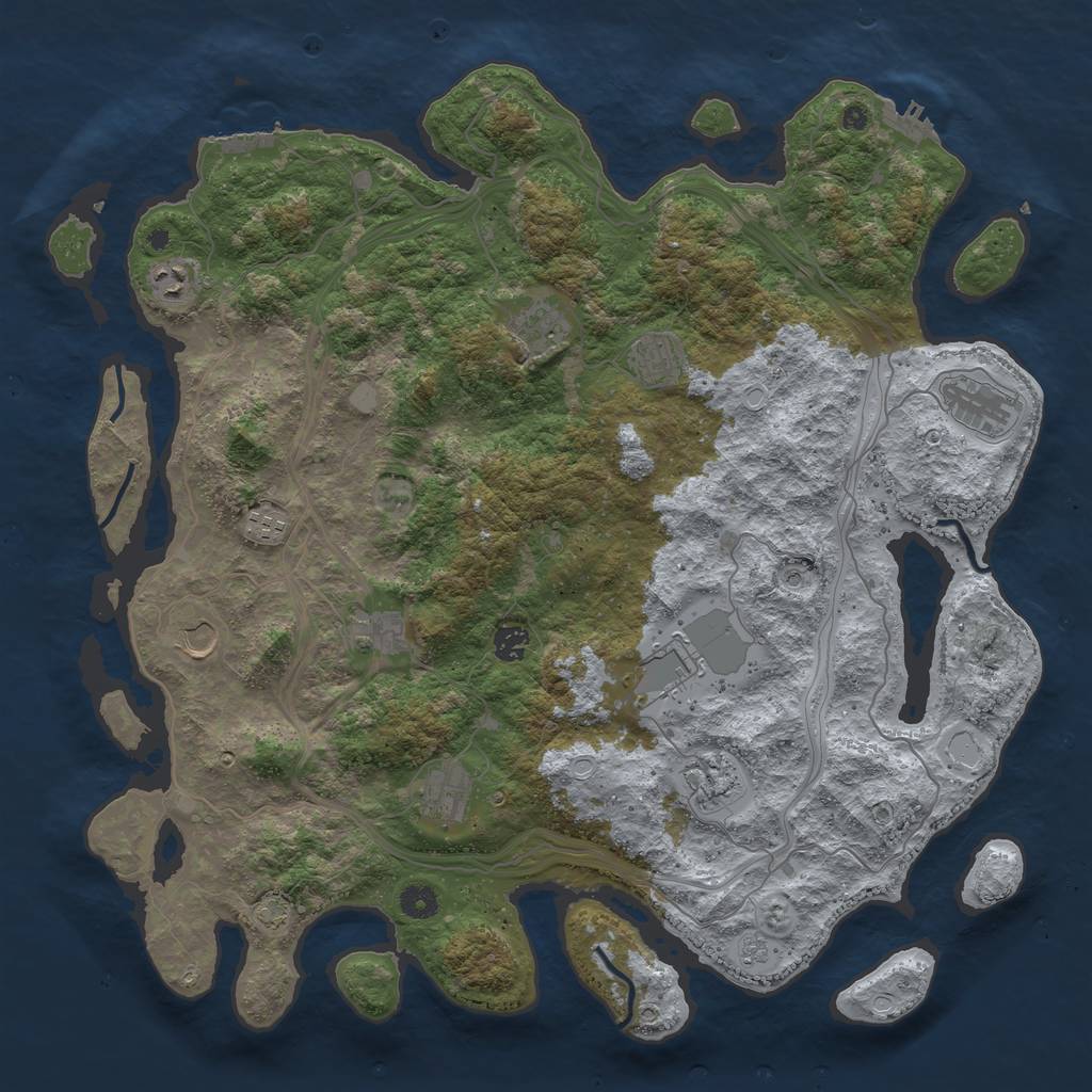 Rust Map: Procedural Map, Size: 4500, Seed: 35500, 19 Monuments