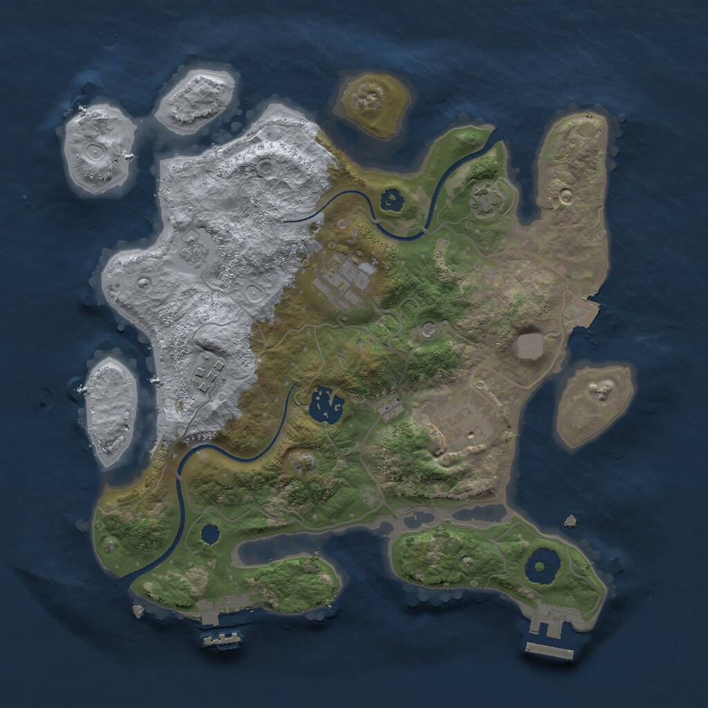Rust Map: Procedural Map, Size: 3000, Seed: 1458210064, 10 Monuments