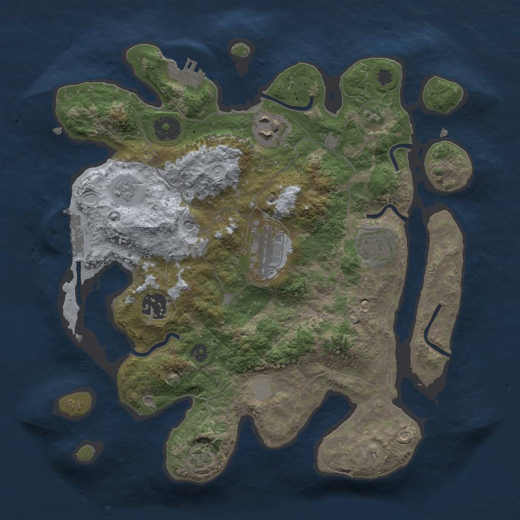 Rust Map: Procedural Map, Size: 3000, Seed: 748605690, 12 Monuments