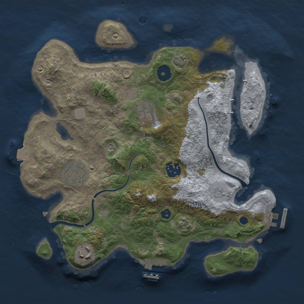 Rust Map: Procedural Map, Size: 3000, Seed: 44522, 10 Monuments