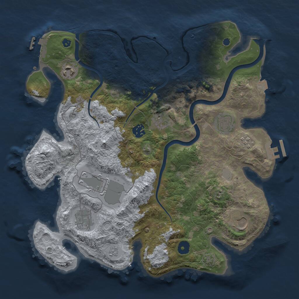 Rust Map: Procedural Map, Size: 3500, Seed: 73486308, 14 Monuments