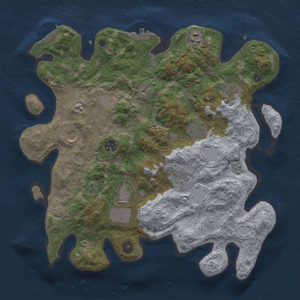 Rust Map: Procedural Map, Size: 3700, Seed: 90233998, 16 Monuments