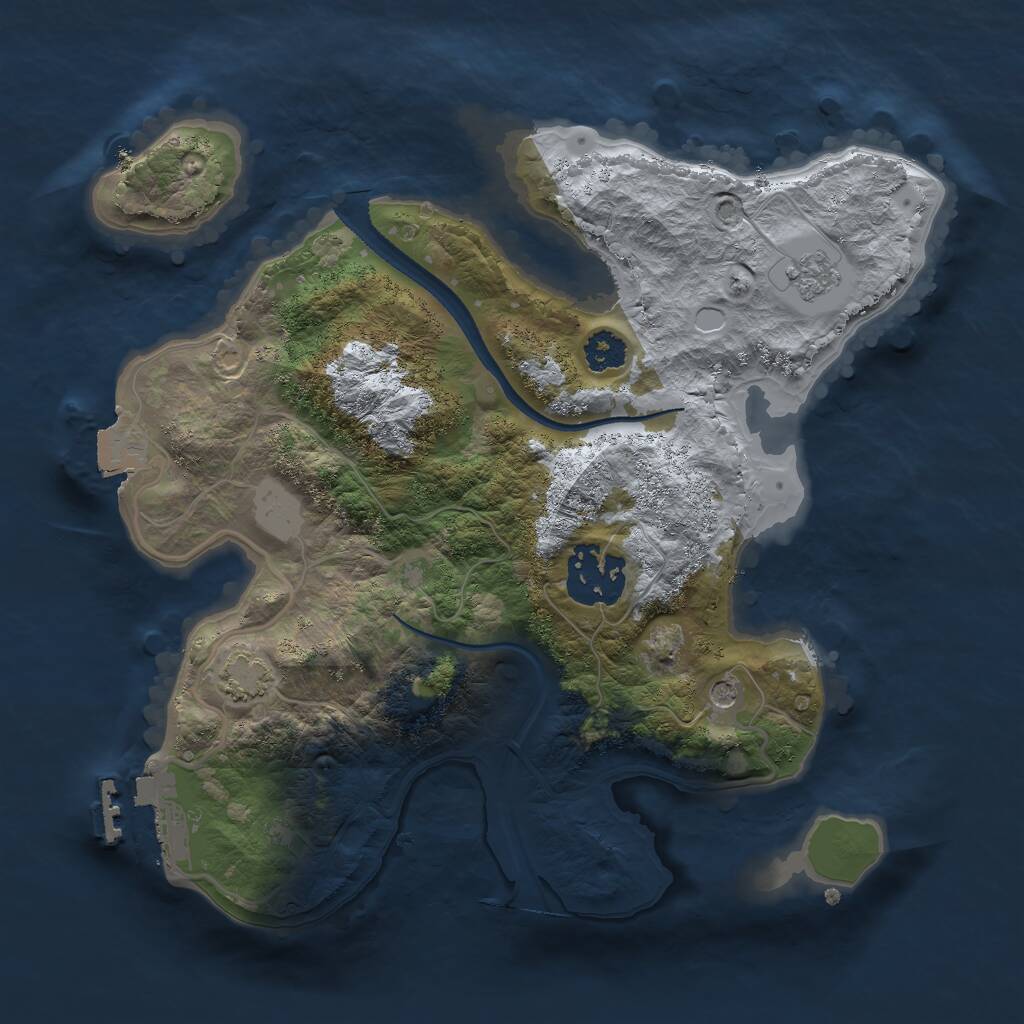 Rust Map: Procedural Map, Size: 2500, Seed: 23984676, 6 Monuments