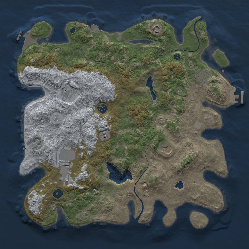 Rust Map: Procedural Map, Size: 4000, Seed: 5390753, 13 Monuments