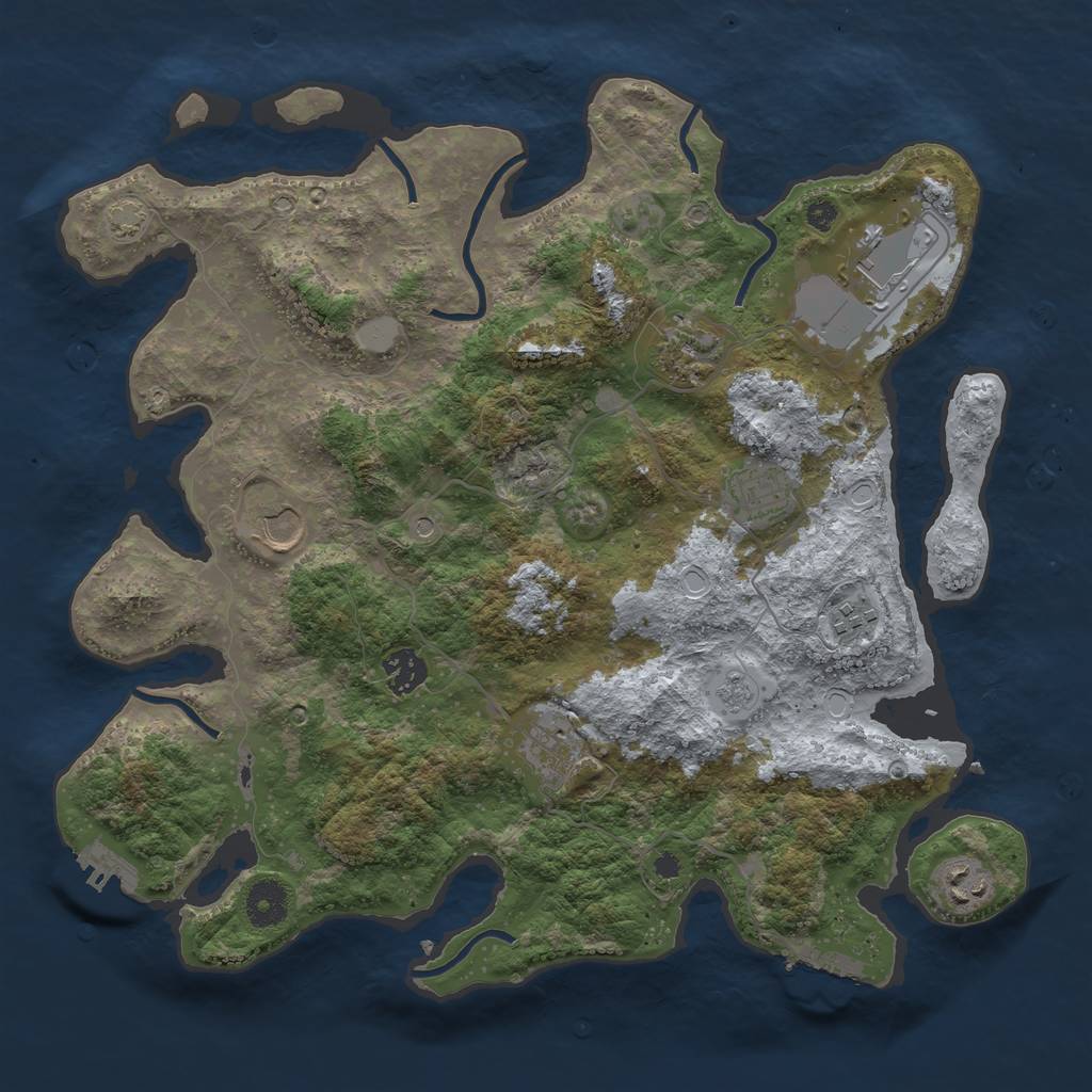 Rust Map: Procedural Map, Size: 3700, Seed: 5910179, 16 Monuments