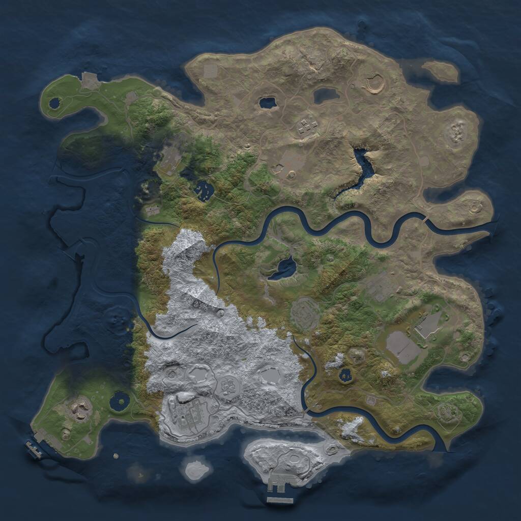 Rust Map: Procedural Map, Size: 4000, Seed: 880438331, 16 Monuments