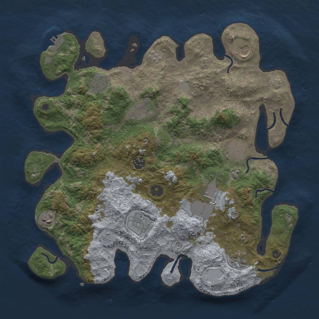 Rust Map: Procedural Map, Size: 3850, Seed: 8197150, 17 Monuments