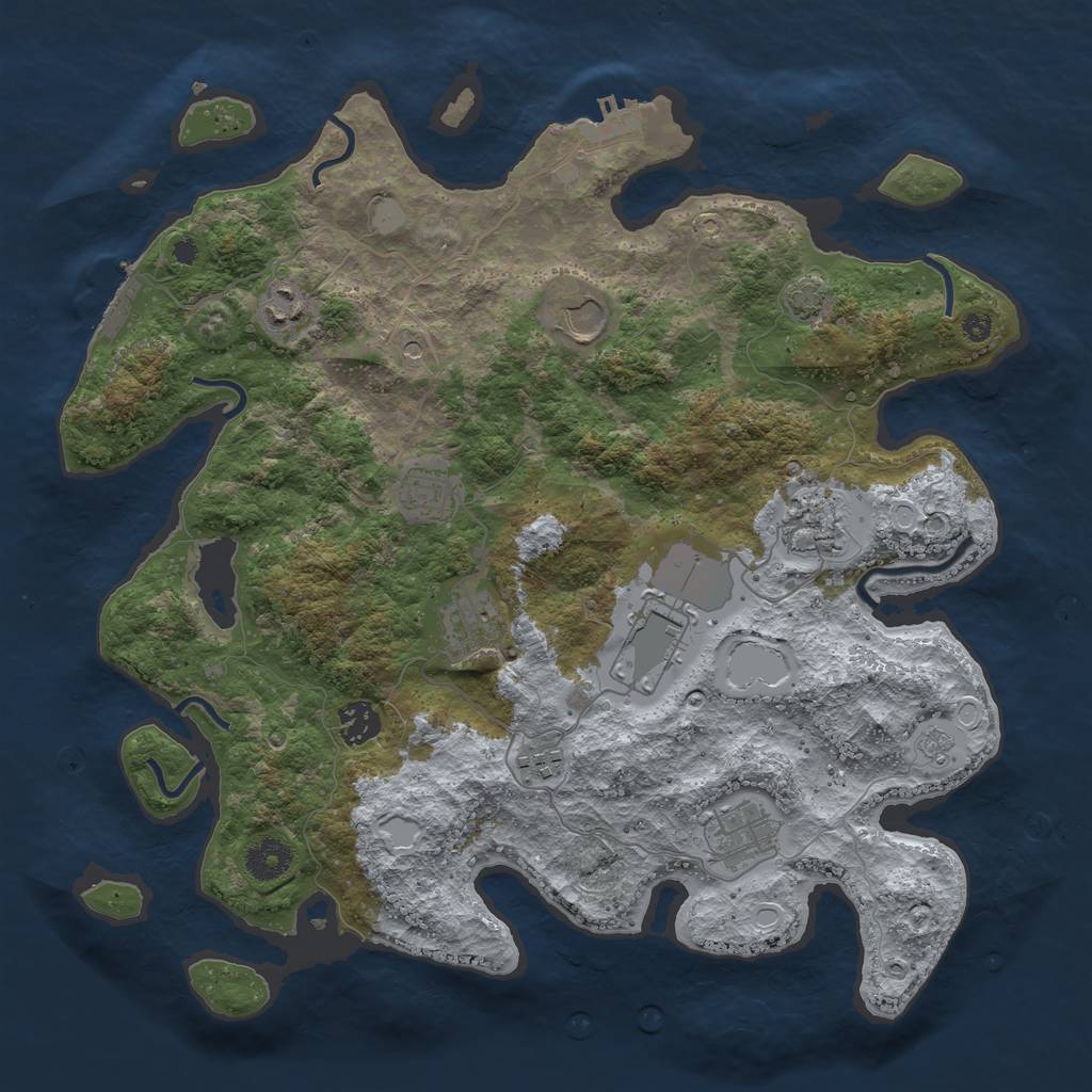 Rust Map: Procedural Map, Size: 3750, Seed: 4453256, 17 Monuments