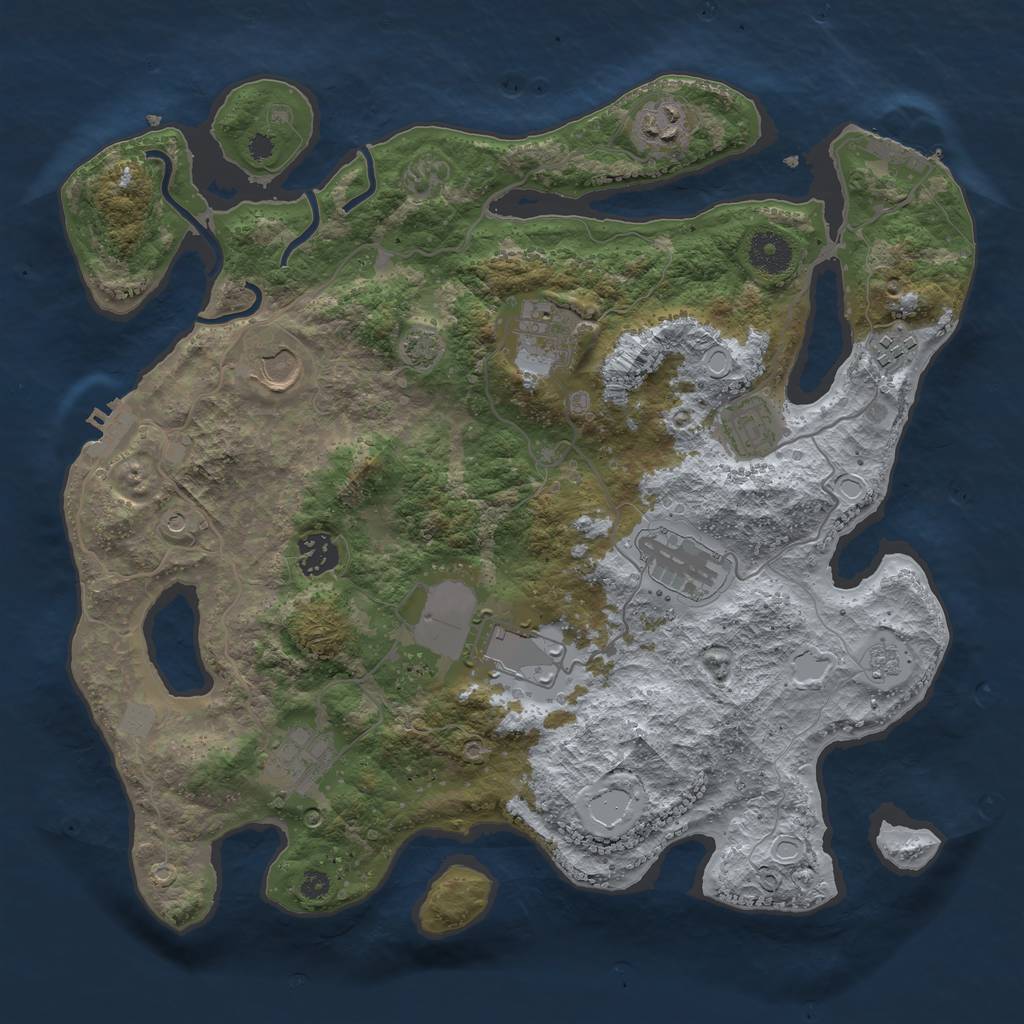 Rust Map: Procedural Map, Size: 3600, Seed: 82629495, 17 Monuments