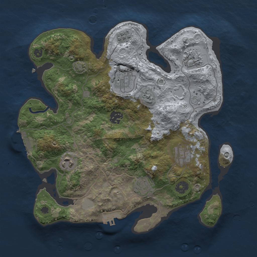 Rust Map: Procedural Map, Size: 3000, Seed: 1267695507, 14 Monuments
