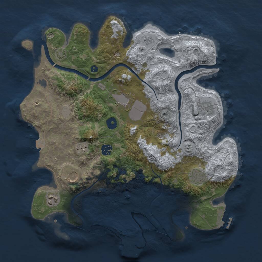 Rust Map: Procedural Map, Size: 3500, Seed: 3617253, 13 Monuments