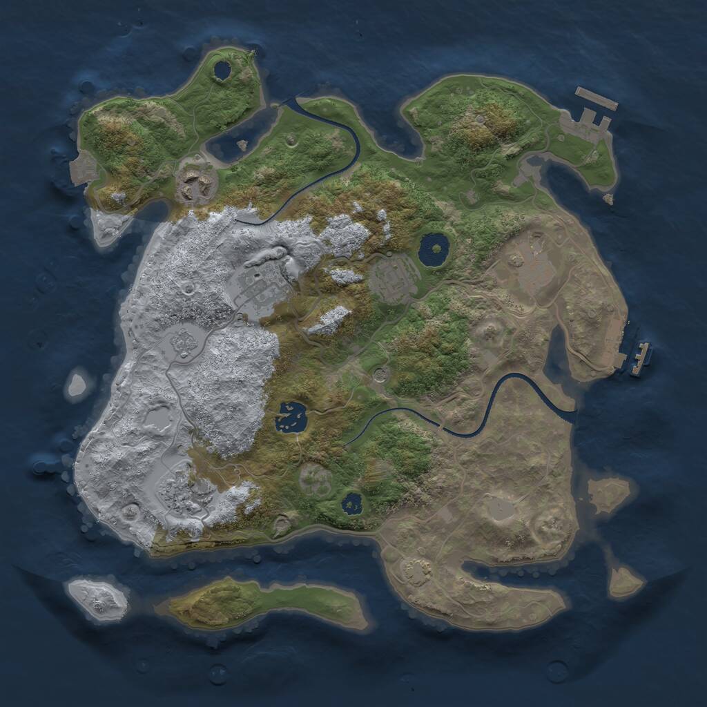 Rust Map: Procedural Map, Size: 3250, Seed: 2004039213, 12 Monuments
