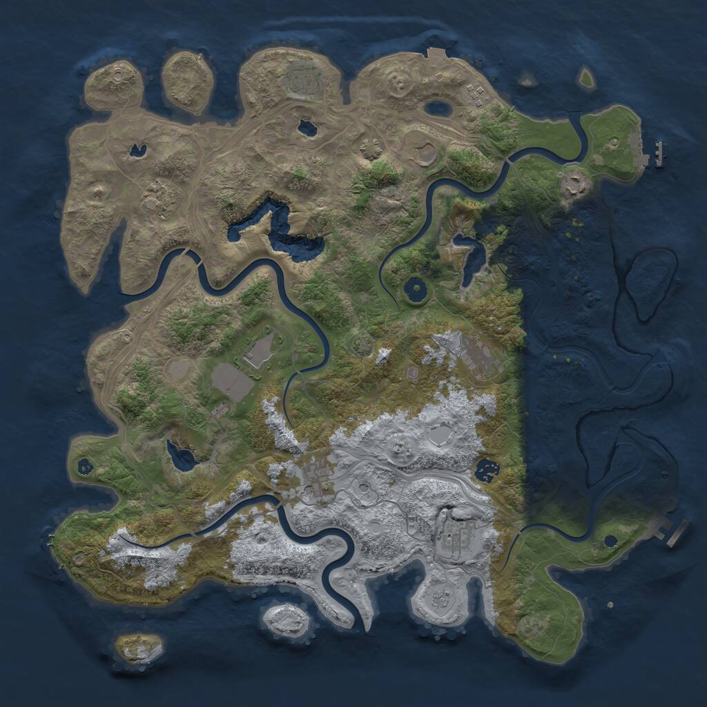 Rust Map: Procedural Map, Size: 4500, Seed: 1012285282, 16 Monuments
