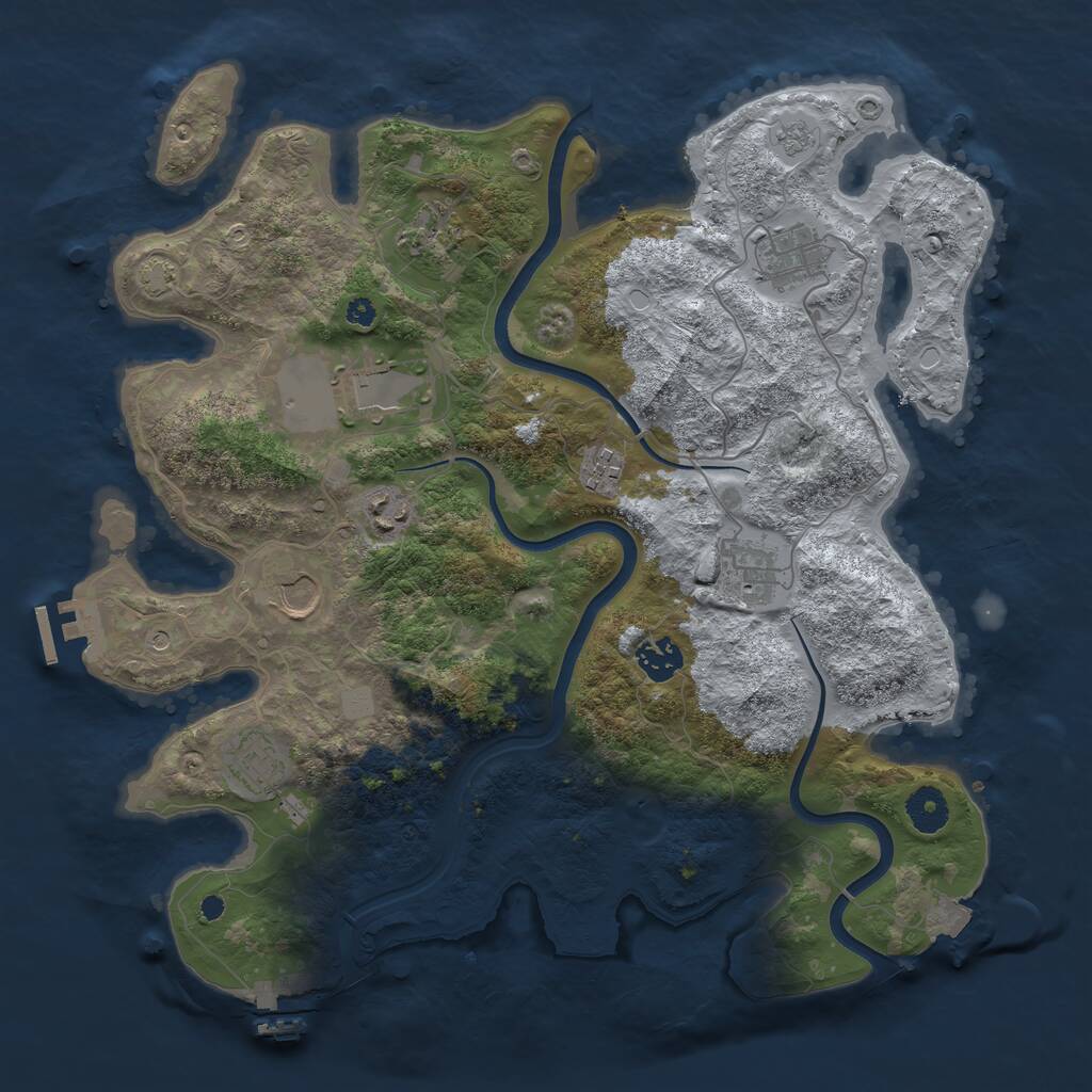Rust Map: Procedural Map, Size: 3750, Seed: 808909101, 15 Monuments