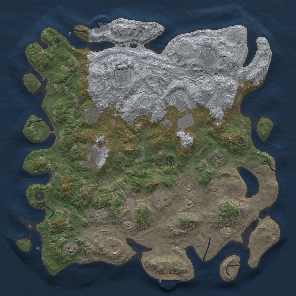 Rust Map: Procedural Map, Size: 4500, Seed: 1696931531, 19 Monuments