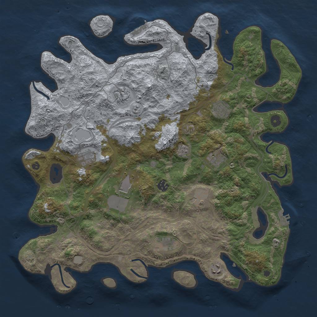 Rust Map: Procedural Map, Size: 4250, Seed: 262916315, 18 Monuments