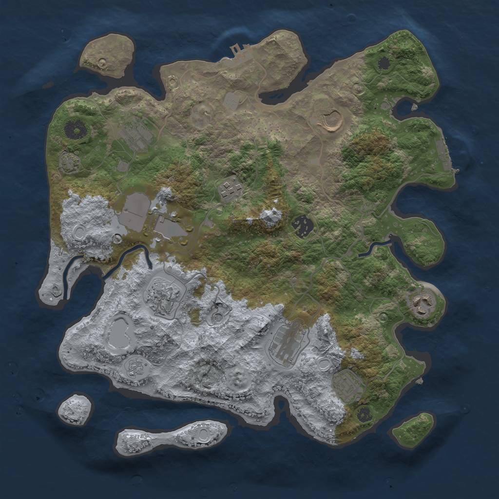 Rust Map: Procedural Map, Size: 3500, Seed: 258086939, 17 Monuments