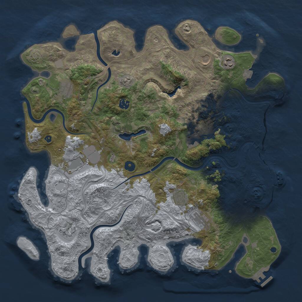 Rust Map: Procedural Map, Size: 4300, Seed: 3, 16 Monuments