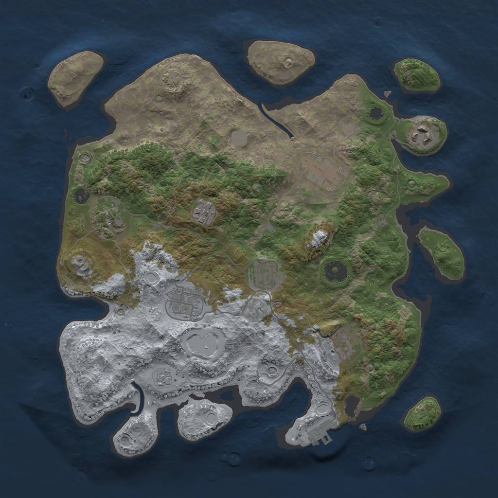Rust Map: Procedural Map, Size: 3400, Seed: 89874054, 14 Monuments