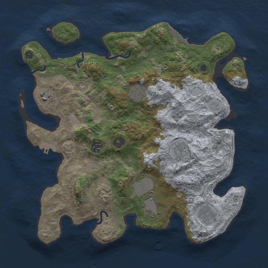 Rust Map: Procedural Map, Size: 3500, Seed: 521110721, 16 Monuments