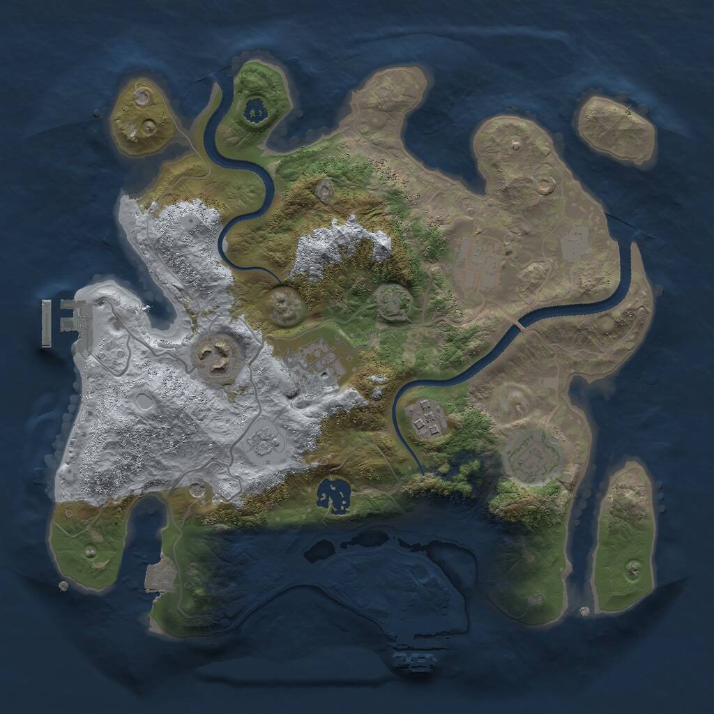 Rust Map: Procedural Map, Size: 3000, Seed: 2781, 12 Monuments