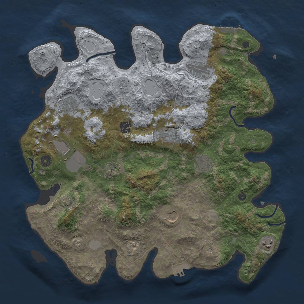 Rust Map: Procedural Map, Size: 3850, Seed: 27841607, 18 Monuments