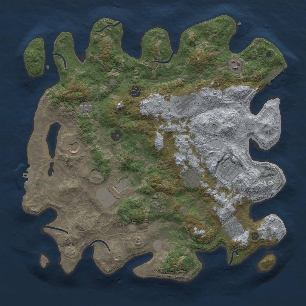 Rust Map: Procedural Map, Size: 4000, Seed: 36196750, 18 Monuments